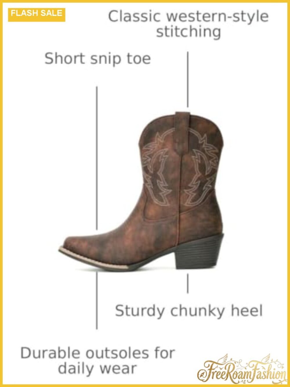 Women's Faux Leather Snip Toe Ankle Cowboy Boots Western Booties - Picture 2 of 6